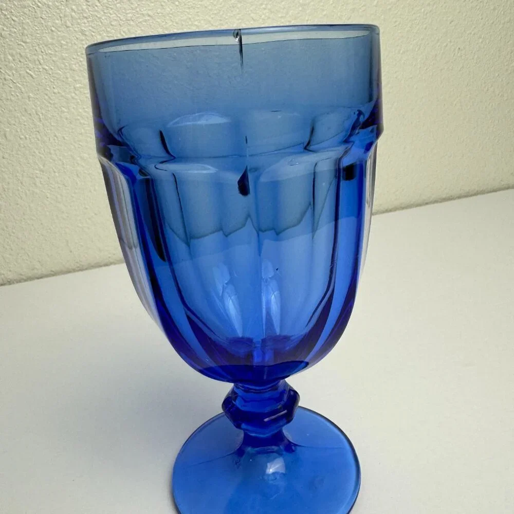 Vintage Blue Cobalt Wine Glass Goblet USA